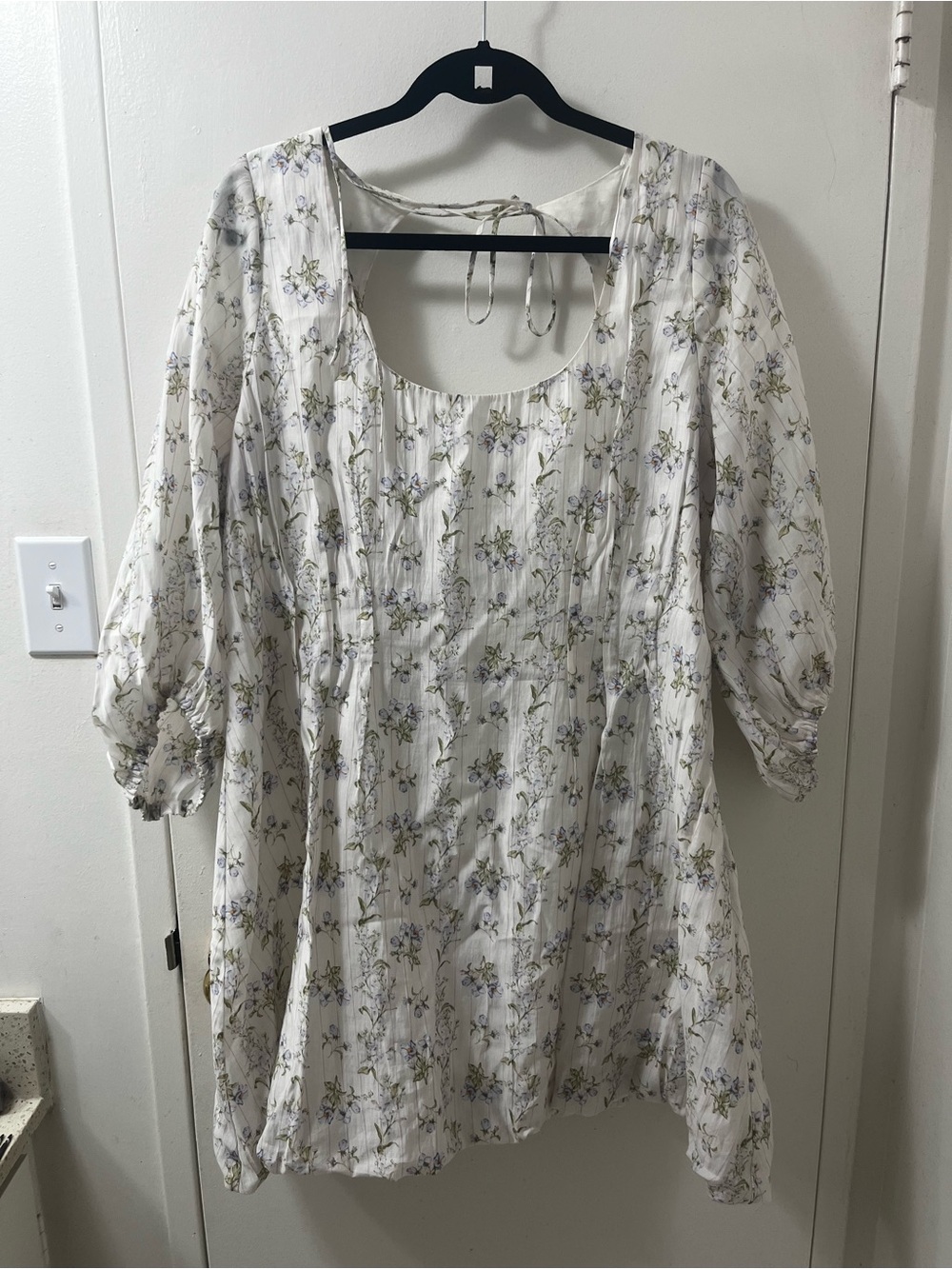 Brock Collection x H&M White Floral Square-Neck Babydoll Mini Dress - Picture 3 of 6